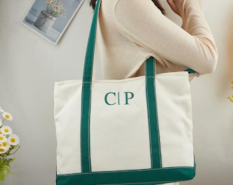 Bolso de mano personalizado con iniciales, bolsa de regalo para damas de honor, nombre bordado, bolso de lona, regalos para la novia, bolso de playa, regalo para ella, regalo personalizado