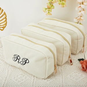 Borsa cosmetica con lettere ricamate personalizzate, regalo per la festa della mamma, borsa regalo per damigella d'onore, piccola borsa cosmetica da viaggio, regalo per lei