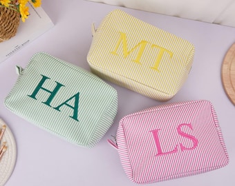 Monogramm Kulturtasche, Schminktasche, Geschenke für Brautjungfer, Benutzerdefinierte Reise-Make-up-Tasche, Aufbewahrungstasche mit großer Kapazität, Brautjungfer Make-up-Tasche