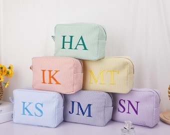 Monogramm Kulturtasche, Schminktasche, Geschenke für Brautjungfer, Benutzerdefinierte Reise-Make-up-Tasche, Aufbewahrungstasche mit großer Kapazität, Brautjungfer Make-up-Tasche