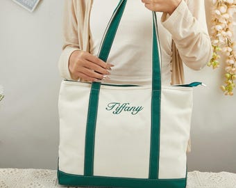 Personalized Bridesmaid Custom Canvas Tote Bags, Custom Embroidered Canvas Tote Bags, Summer Bridesmaid Gifts,Bachelorette Party Gifts