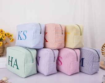Monogramm Kulturtasche, Schminktasche, Geschenke für Brautjungfer, Benutzerdefinierte Reise-Make-up-Tasche, Aufbewahrungstasche mit großer Kapazität, Brautjungfer Make-up-Tasche