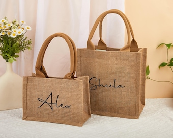 Personalised Burlap Tote, Personalized Tote Bag For Bridesmaid, Best Wedding Welcome Bag, Bridesmaid Gift Bags, Gift for Her Beach Jute Gift