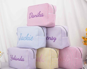 Personalisierte Brautjungfer Kosmetiktasche, benutzerdefinierte Name Make-up-Tasche, Brautjungfer Vorschlag Geschenk, Brautparty Geschenk, Aufbewahrungstasche mit großer Kapazität