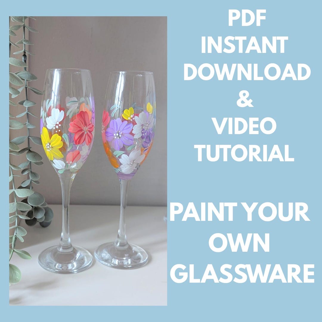 Glass Painting Tutorial - Paint Your Own Glassware - DIY Guide -digital ...