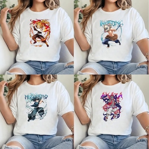 Camiseta de personagens de Demon Slayer, camiseta de anime de Demon Slayer, camiseta gráfica de Kimetsu no Yaiba, camiseta de personagem de anime, presente para amantes de anime
