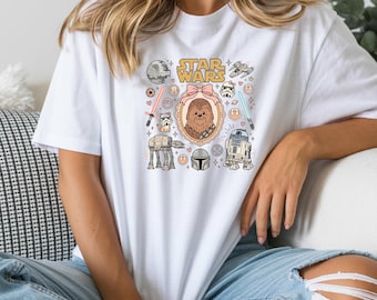 Retro Coquette Disney Star Wars Shirt Bow Aesthetic R2D2 ATAT Ewok Tee Disney Trip Shirt Disneyworld Star Wars Tee Kawaii Galaxy Tee Gift