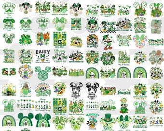250+ St.Patrick's Day Cartoon Png Bundle, Mouse And Friend Patrick's Day Png, Happy St Patricks Day Png, Lucky Vibes Png, Clover Png, Png