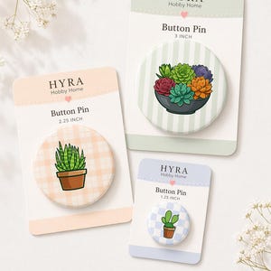Succulent Cactus Button Pins Gardening Plant Lover Farming Summer Vacation Cute Accessories Kawaii Botanical Lapel Badge Gift Cute bag pin