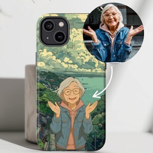 Studio Ghibli Anime Phone Case Custom Anime My Photo Personalized Anime Totoro Portrait for Couple, Families & Pets iPhone 16 15 14 Pro Case