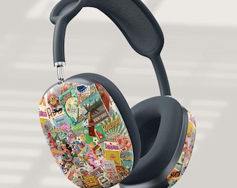 Funda para AirPod Max con collage retro: diseño de pegatinas vintage
