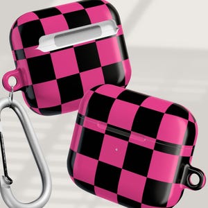 AirPod Case Stylish Pink Checkered Airpods 4 Case, AirPods Case, Airpods Pro Case, Airpod Pro Case Airpods Pro 2 Case Preppy & Cute