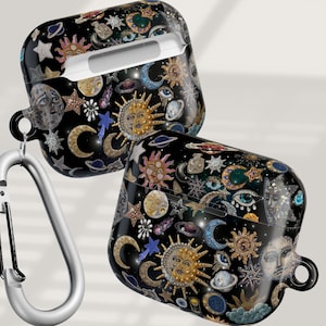 Étui pour AirPod, breloque en mosaïque, étui pour Airpods 4 vintage, lune céleste et étoiles, étui pour Airpods Eclipse, étui pour AirPods Pro, esthétique, pour AirPod Pro