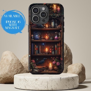 Bookish Phone Case Dark Academia Book Whimsical Raven | Book Lover Gifts Book Shelves iPhone 16 15 14 Pro Case Galaxy Pixel