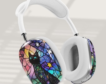 Pastel Goth Cat Airpod Max-cover: imitatie-gebrandschilderd glas Sterrennacht