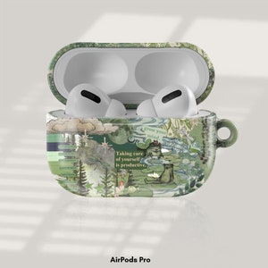 Vintage Frog Pond AirPods Case, Dark Cottagecore Collage , Airpod 4 case