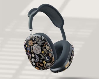 Y2K Stars Airpods Max Case Black White Headphone Hard Plastic
