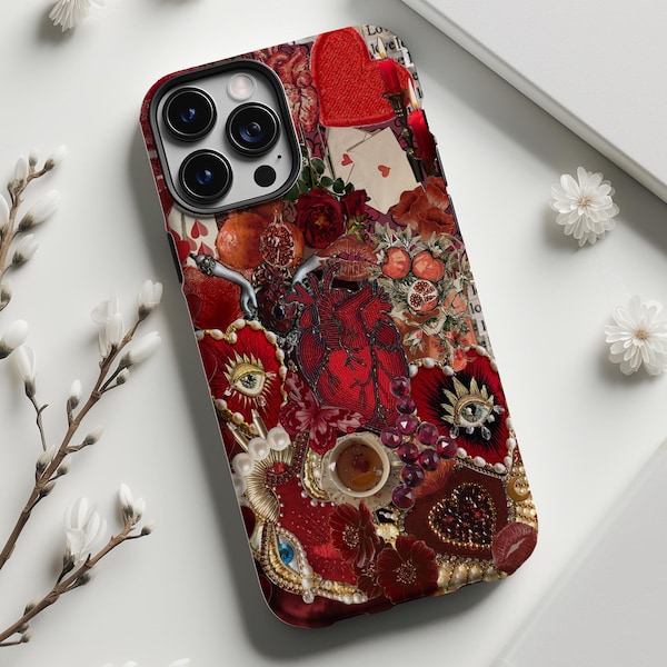 Sacred Heart Collage Phone Case: Vintage Mosaic Tile Art