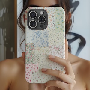 Boho-kant telefoonhoesje patchwork quilt bloemen iPhone 17 16, Samsung, Pixel