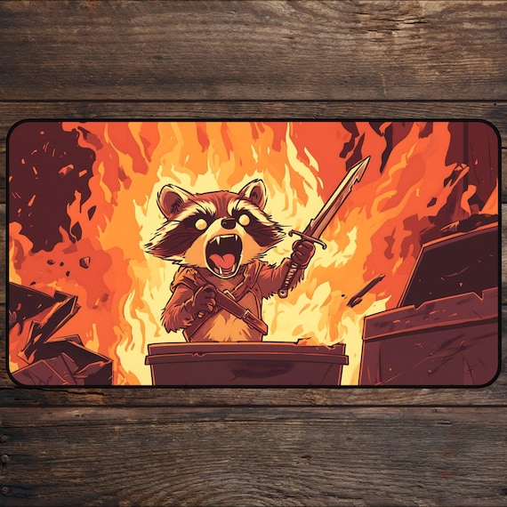 Fierce Raccoon MTG Playmat With Zones - Funny TCG Playmate Deskmat