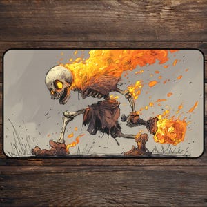 Flamewalker TCG Playmat for MTG Fans Infernal Skeleton Anime Desk Mat Magic Card Games Custom Playmat Mousepad DnD, mtg Accessories Playmats