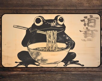 Frog Ramen MTG Playmat Noodle illustration TCG Playmate Funny Mousepad & Deskmat with zones