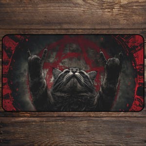 Anarchy Cat MTG Playmat  Gothic Punk MTG Tokens TCG Playmat Cat Lover Anime Desk Mat Custom Playmat Mousepad DnD mtg Accessories Playmats