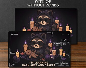 Witchy Raccoon MTG Playmat: Dark Arts TCG Desk Mat