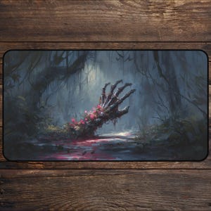 Blooming Death MTG Playmat Dark Fantasy Horror TCG Playmat MTG Token Anime Desk Mat Custom Playmat Mousepad DnD Accessories Playmats