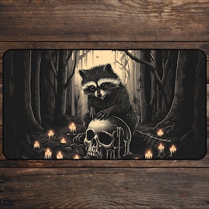 Tapete de jogo Magic The Gathering Tarot engraçado Carta Raccoon MTG Playmat com zonas | Tapete de jogo Dark Cottagecore TCG Locarna MTG Proxy Acessórios