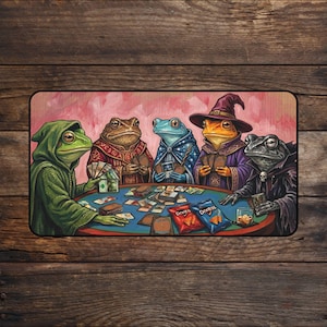 Frog Wizard Card Night Magic the Gathering MTG Playmat Funny Homeless TCG Commander Deskmat & Mousepad