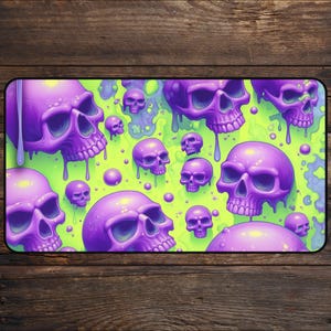 MTG Krabbeldecke Neon Skull TKG Krabbeldecke MTG Tokens Anime Schreibtischmatte Weirdcore Goth Individuelle Krabbeldecke, DnD, mtg Zubehör Gothic Krabbeldecke