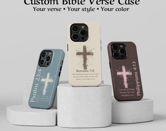 Personalized Bible Verse Phone Case, Christian Cross, Scripture Gift