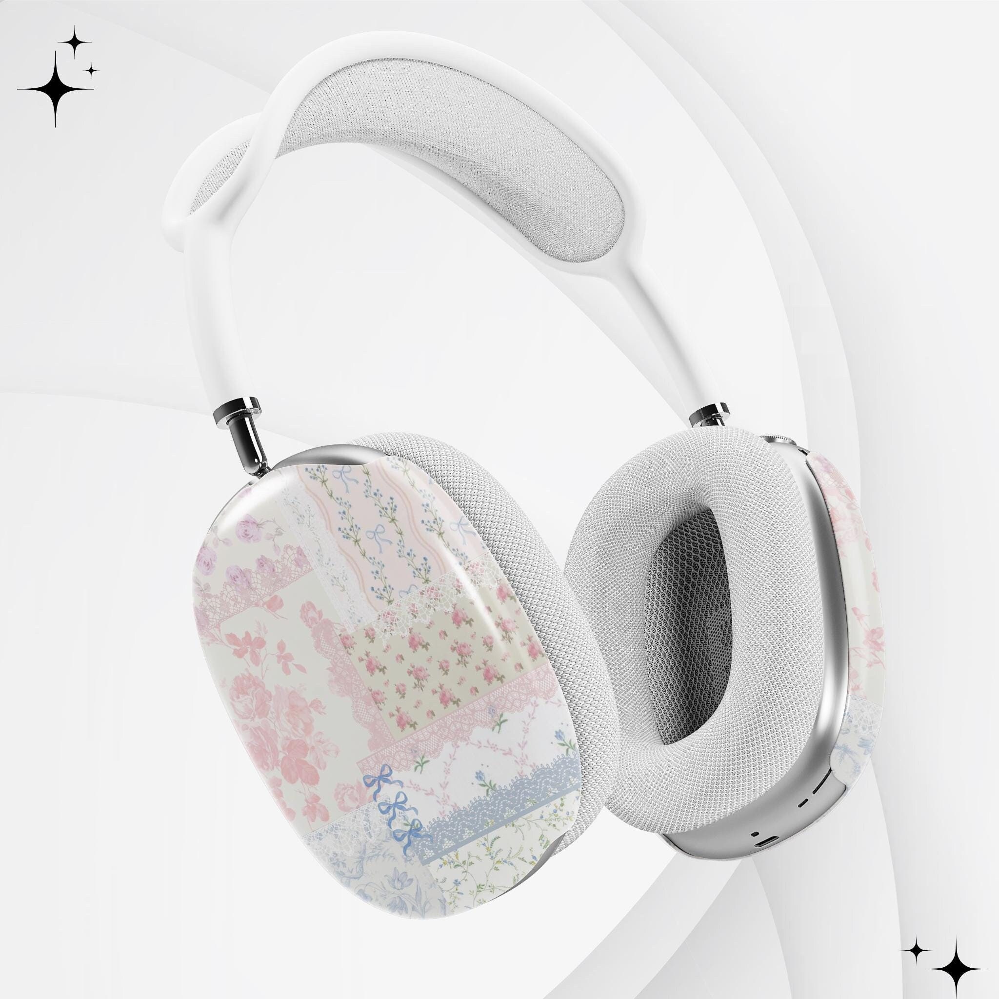 Floral Quilt Airpod Max Cover: Lace Bow Coquette Headphone Case