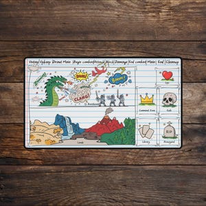 Notebook Doodle MTG Playmat Funny TCG Playmate Commander Layout With Cute School Zones