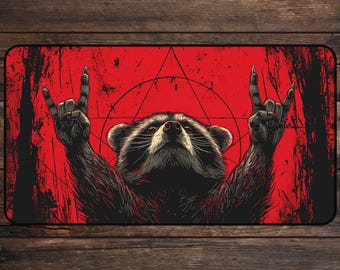 MTG Playmat Metal Raccoon MTG Tokens TCG Playmat Funny Goth Rock Anime Desk Mat Funny Custom Playmat Mousepad, DnD, mtg Accessories Playmats