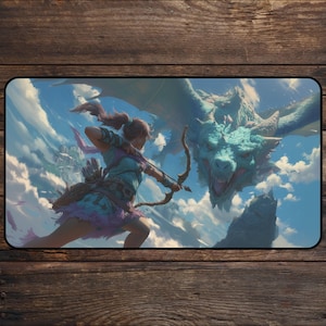 Dragon Slayer MTG Playmat Epic Fantasy Archer TCG Playmat, MTG Token Anime Desk Mat Custom Playmat Mousepad DnD mtg Accessories Playmats