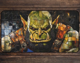 Orc MTG Playmat | Faux Stained Glass TCG Playmate Anime Deskmat