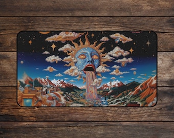 TCG Playmat Surreal Sun Face MTG Playmate Commander Deskmat & Mousepad Layout With Zones