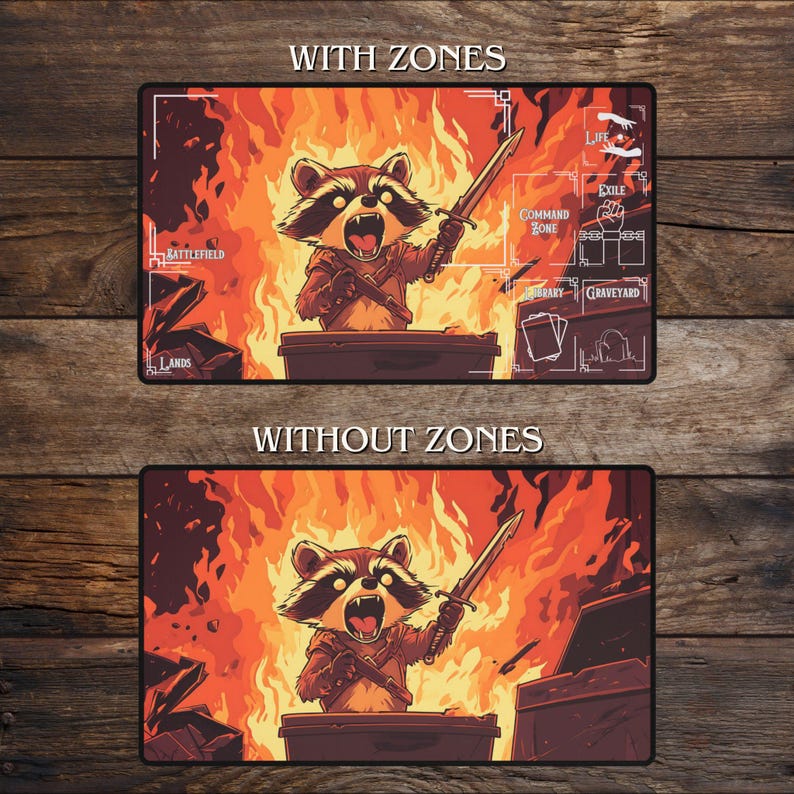 Fierce Raccoon MTG Playmat With Zones - Funny TCG Playmate Deskmat ...