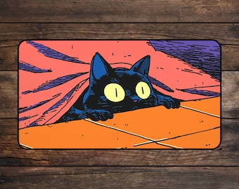 Sneaky Black Cat MTG Playmat Comic TCG Playmate • Meme Mousepad & Deskmat • Minimalistic Zones