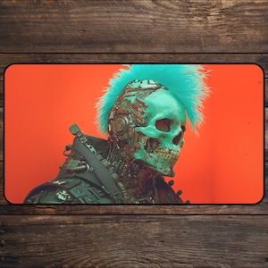 TCG Playmat for MTG Fans Cyberpunk Skeleton Anime Desk Mat Magic Card Games | Custom Playmat Mousepad, DnD, mtg Accessories Playmats
