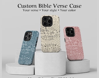 Personalized Bible Verse Phone Case, Christian iPhone 16 Tough Cover, Minimalist Scripture Gift, Custom Samsung Galaxy S25 Pastel Pixel Case