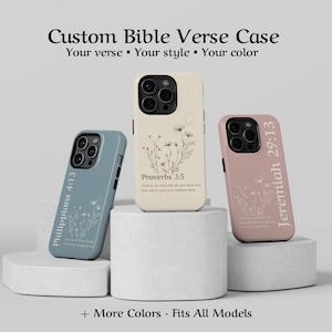 Personalized Bible Verse Phone Case, Christian iPhone 16 Tough Cover, Minimalist Scripture Gift, Custom Samsung Galaxy S25 Pastel Pixel Case