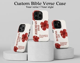 Custom Christian Phone Case with Bible Verse,  Jesus Hibiscus Floral Scripture Gift, iPhone 17