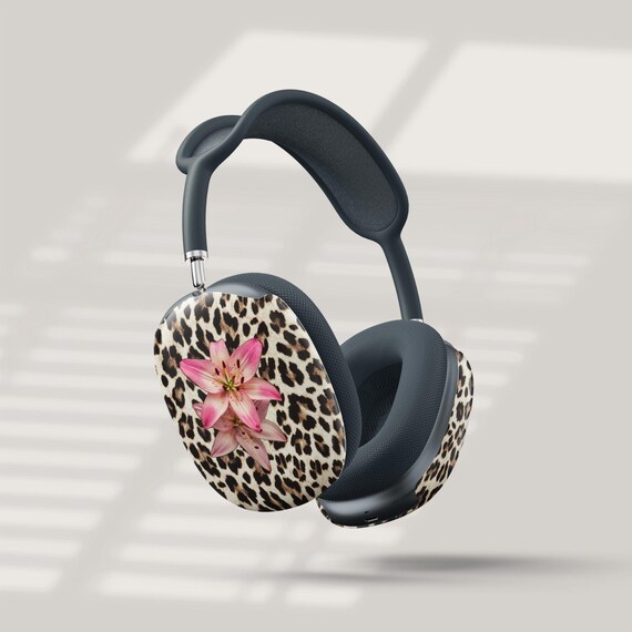 ヒョウ柄AirPods Maxカバー：ピンクリリーヘッドホンアクセサリー