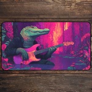 Tapete de juego Guitar Gator TCG para fans de MTG, tapete de escritorio colorido de anime para juegos de cartas mágicas/tapete de juego personalizado, alfombrilla de ratón meme, DnD, accesorios de MTG.