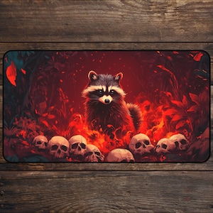 Raccoon MTG Playmat With Zones King of Chaos | Magic The Gathering TCG Playmat & DnD Deskmat | MTG Gift Accessories Anime Mousepad Desk Mat