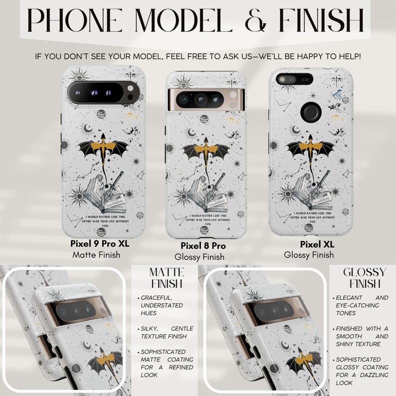 Benutzerdefinierte Bookish Phone Case Dragon Book Lieblingssatz Celestial Bücherregal Phone Case Book Geschenke Merch Google Pixel 9 8 7 6 pro case Bild 6