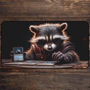 Tapis de jeu TCG pour les fans de MTG Tapis de bureau Galaxy Raccoon Anime Jeux de cartes magiques | Tapis de jeu personnalisé Tapis de souris, D&D, mtg Accessoires Tapis de jeu